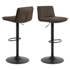 ACT NORDIC Flynn barstol, m. rygln, drejefunktion, gaspatron, fodsttte - grbrun stof og sort stl