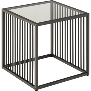 ACT NORDIC Strington sidebord, kvadratisk - rgfarvet glas og sort stl (40x40)