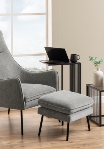 ACT NORDIC Strington sidebord, rektangulr - sort melamin med Izmir marmormnster/sort stl (35x43)