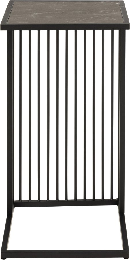 ACT NORDIC Strington sidebord, rektangulr - sort melamin med Izmir marmormnster/sort stl (35x43)