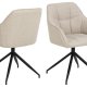 ACT NORDIC Brenda spisebordsstol, m. armln og drejefunktion - beige stof og sort metal