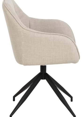 ACT NORDIC Brenda spisebordsstol, m. armln og drejefunktion - beige stof og sort metal