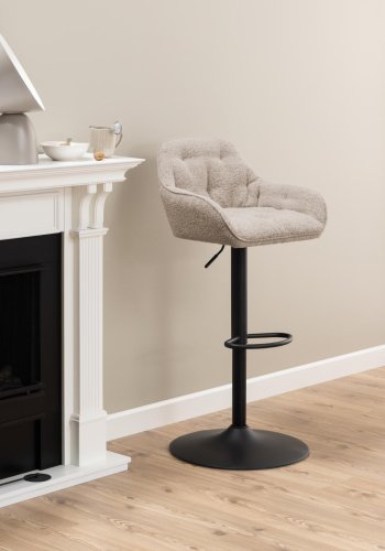 ACT NORDIC Brooke barstol, m. rygln, armln, fodsttte, drejefunktion - beige stof og sort stl