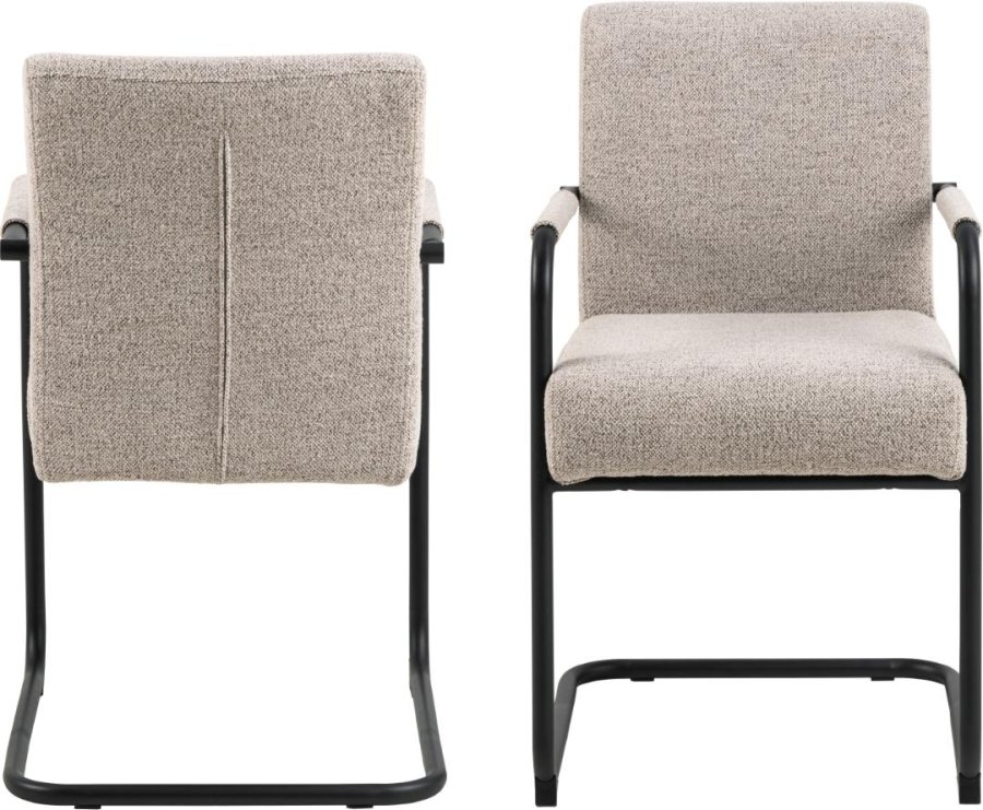 ACT NORDIC Adele spisebordsstol, m. armln - beige stof og sort stl