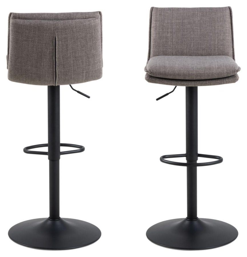 ACT NORDIC Flynn barstol, m. rygln, drejefunktion, gaspatron, og fodsttte - gr stof og sort stl