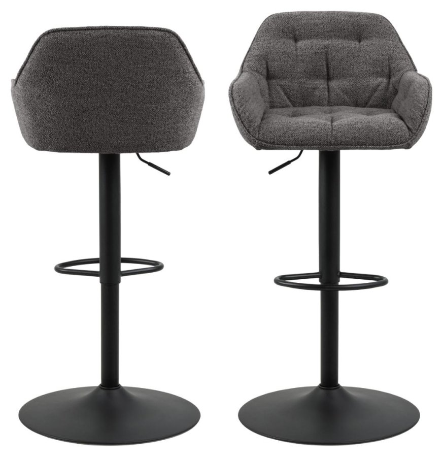 ACT NORDIC Brooke barstol, m. rygln, armln, fodsttte, drejefunktion - antracitgr stof/sort stl