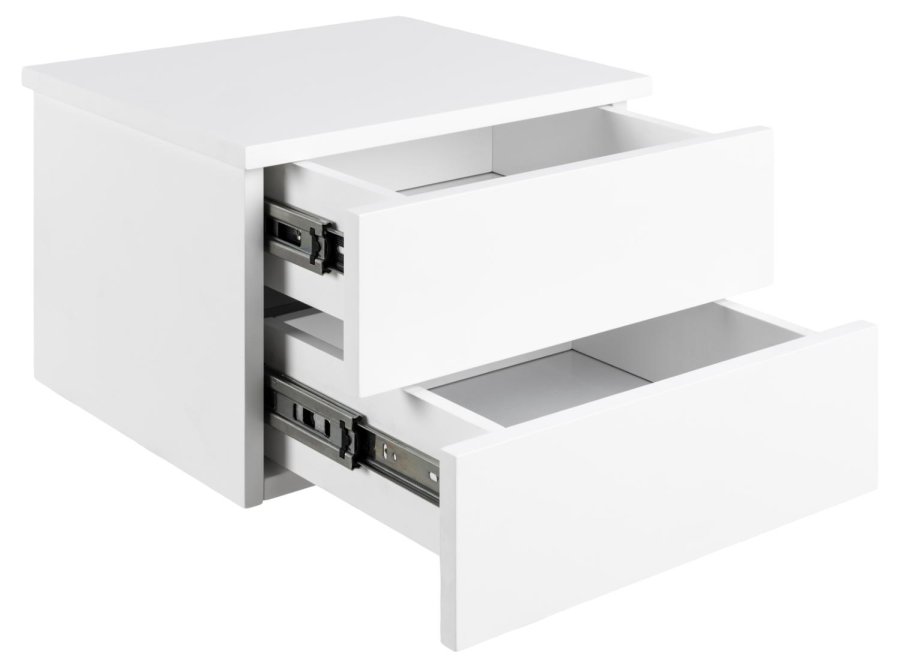 ACT NORDIC Avignon vghngt natbord, m. 2 skuffer - hvid MDF (37x32)