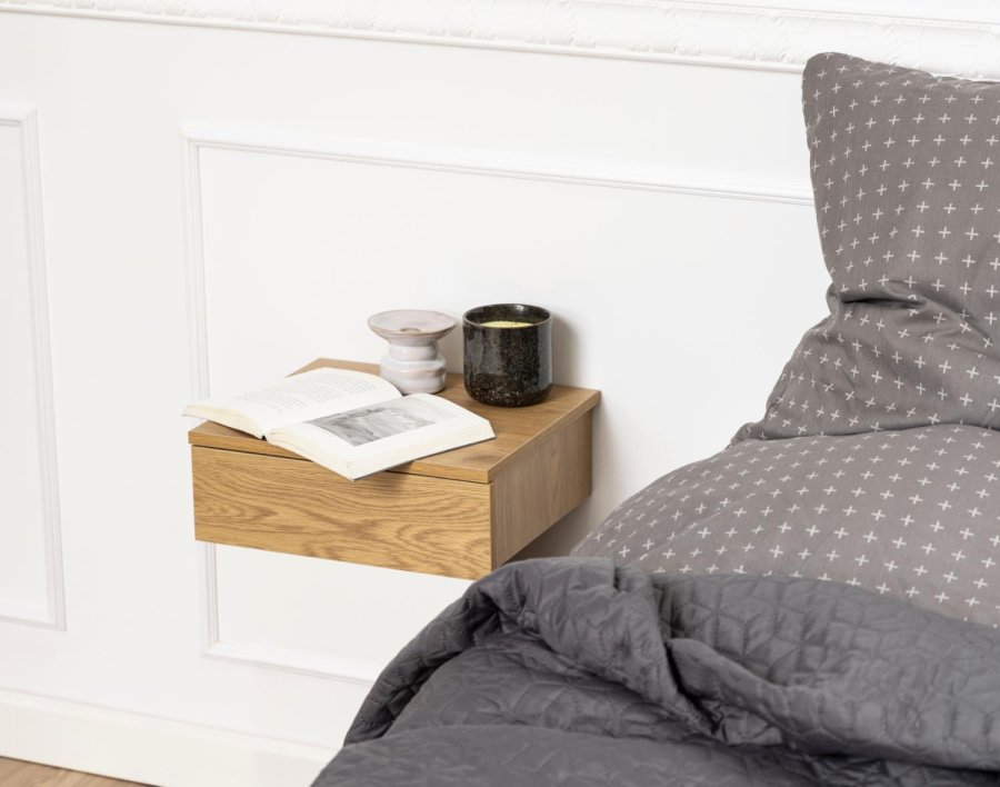 ACT NORDIC Avignon vghngt natbord, m. 1 skuffe - natur vild eg papir MDF (37x32)