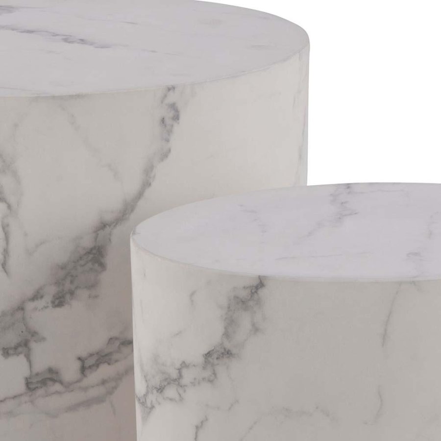 ACT NORDIC Mice sofabord, oval - hvid Carrara papir med marmorm�nster (s�t af 2)