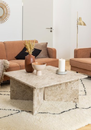 ACT NORDIC Vega sofabord, kvadratisk - brun marmor (90x90)