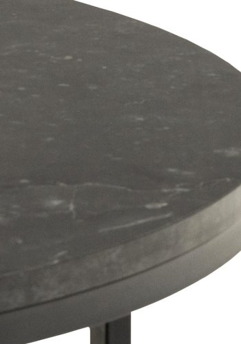ACT NORDIC Spiro sofabord, rund - sort melamin med marmormnster og sort stl (80)