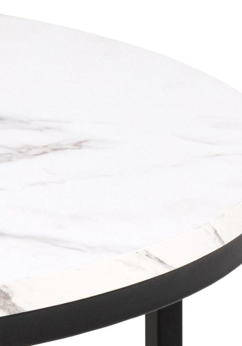 ACT NORDIC Spiro sofabord, rund - hvid melamin med marmormnster og sort stl (80)
