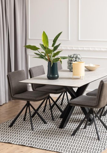 ACT NORDIC Heaven spisebord, rektangulr - gr keramik og sort stl (200x100)