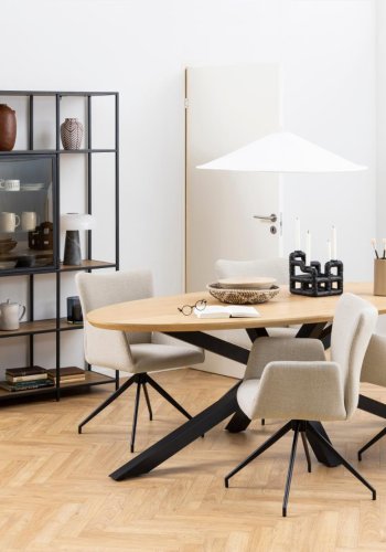 ACT NORDIC Heaven spisebord, oval - natur vild eg finèr og sort stl (220x100)