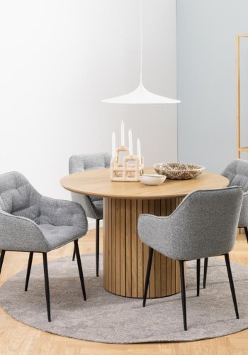 ACT NORDIC Brooke spisebordsstol, m. armln - grt stof og sort stl