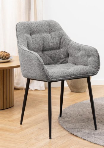 ACT NORDIC Brooke spisebordsstol, m. armln - grt stof og sort stl