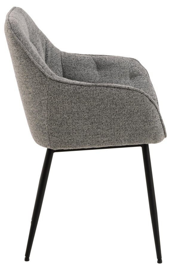 ACT NORDIC Brooke spisebordsstol, m. armln - grt stof og sort stl