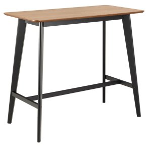 ACT NORDIC Roxby barbord, m. fodsttte, rektangulr - natur egefinér og sort gummitr (120x60)