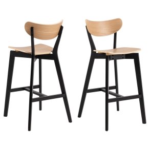 ACT NORDIC Roxby barstol, m. rygln og fodsttte - natur egefinér og sort gummitr