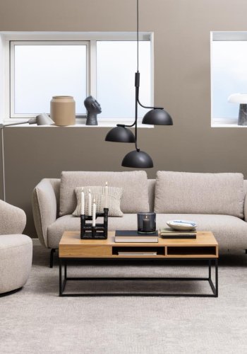 ACT NORDIC Westport drejestol, m. armln og returdrej - beige stof og sort stl