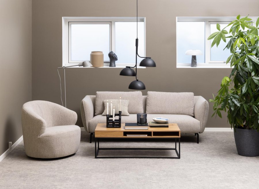 ACT NORDIC Westport drejestol, m. armln og returdrej - beige stof og sort stl