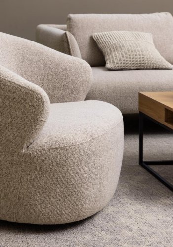 ACT NORDIC Westport drejestol, m. armln og returdrej - beige stof og sort stl