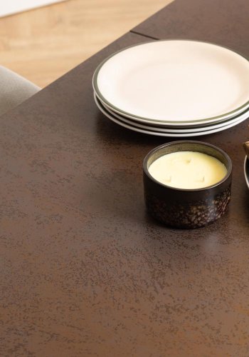 ACT NORDIC Irwine spisebord, m. 1 tillgsplade - rustbrun keramik|glas og sort stl (168/210x90)