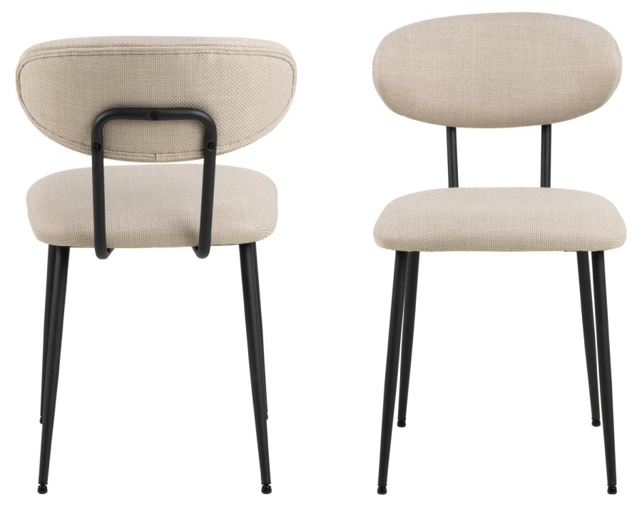 ACT NORDIC Denise spisebordsstol - beige stof og sort stl