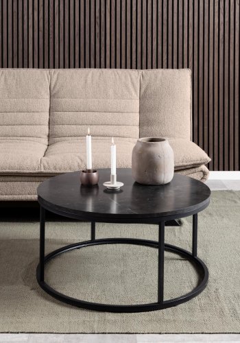 ACT NORDIC Faith sovesofa, m. click & clack - beige stof og sort stl (196x98)