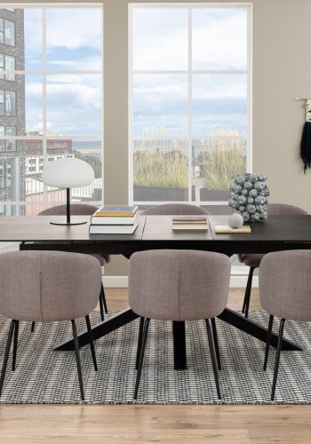 ACT NORDIC Heaven spisebord, m. 1 tillgsplade - sort keramik|glas og sort stl (200/240x100)