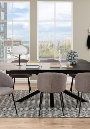 ACT NORDIC Heaven spisebord, m. 1 tillgsplade - sort keramik|glas og sort stl (200/240x100)