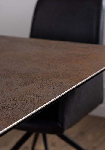ACT NORDIC Irwine spisebord, m. 1 tillgsplade - rustbrun keramik|glas og sort stl (200/240x100)