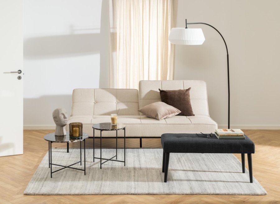 ACT NORDIC Perugia sovesofa - beige stof og sort stl