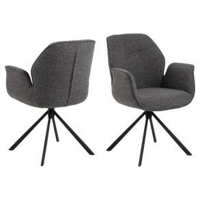 ACT NORDIC Aura spisebordsstol, m. armln og drejefunktion - antracitgr stof og sort stl