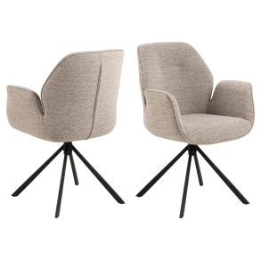ACT NORDIC Aura spisebordsstol, m. armln og drejefunktion - beige stof og sort stl
