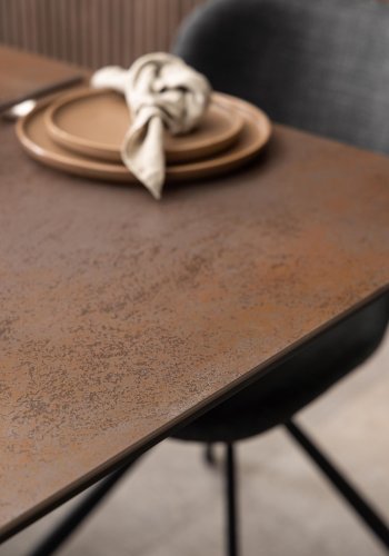 ACT NORDIC Heaven spisebord, m. 1 tillgsplade - rustbrun keramik|glas og sort stl (168/210x90)