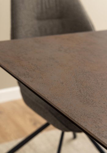 ACT NORDIC Heaven spisebord, m. 1 tillgsplade - rustbrun keramik|glas og sort stl (200/240x100)