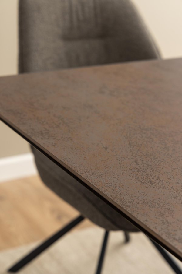 ACT NORDIC Heaven spisebord, m. 1 tillgsplade - rustbrun keramik|glas og sort stl (200/240x100)