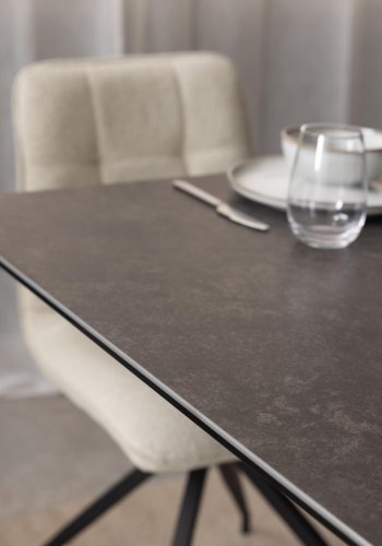 ACT NORDIC Irwine spisebord, m. 1 tillgsplade - sort keramik|glas og sort stl (168/210x90)