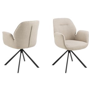 ACT NORDIC Aura spisebordsstol, m. armln og drejefunktion - beige stof og sort stl