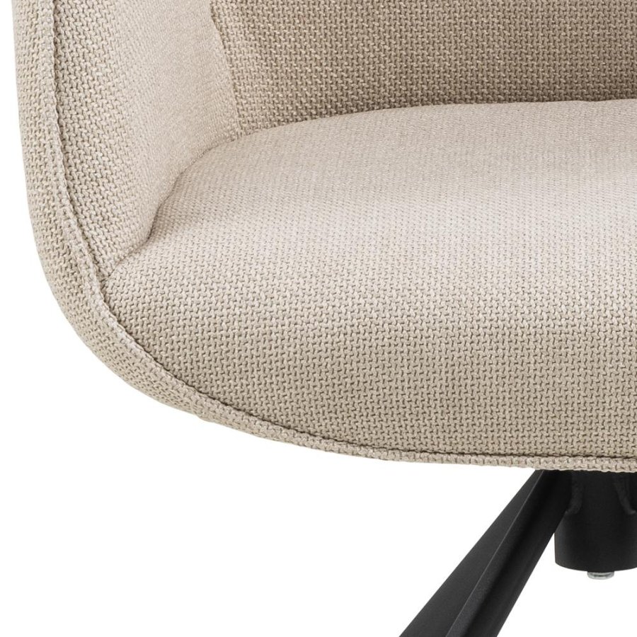 ACT NORDIC Aura spisebordsstol, m. armln og drejefunktion - beige stof og sort stl
