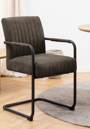 ACT NORDIC Adele spisebordsstol, m. armln - antracitgr stof og sort stl