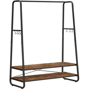 VASAGLE tjstativ, m. 6 S-kroge og 2 hylder - brun spnplade og sort stl