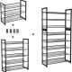 SONGMICS 5-lags skostativ i metalnet med flade vinklede hylder, store stabelbare og justerbare stvler Opbevaringsorganer i entreskab LMR005B, sort