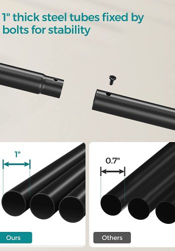 SONGMICS dobbelt tjstativ, m. 2 bjlestnger, 1 hylde, hjul - sort stl