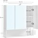 VASAGLE badevrelsesvgskab, m. spejl, LED-lampe, 3 lger, hylde, hrtrrerholder - hvid tr/stl