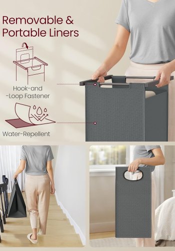 VASAGLE vasketjskurv, m. 2 hylder, aftagelige foringer, bjlestang - gr spnplade og gr stl