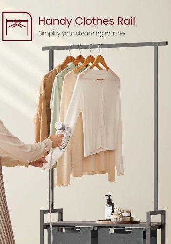 VASAGLE vasketjskurv, m. 1 hylde, 2 aftagelige udtrkskurve, bjlestang - gr spnplade/gr stl