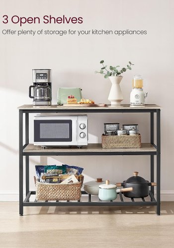 VASAGLE kkkenreol, m. 3 hylder - greige spnplade og sort stl