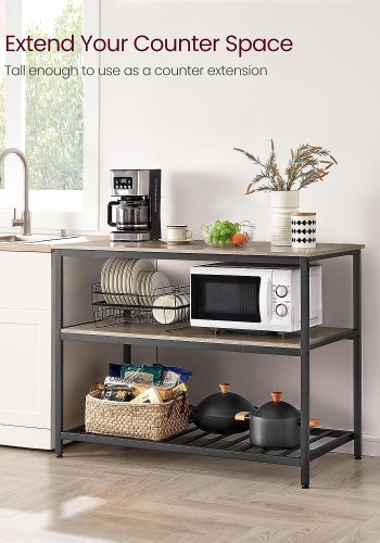 VASAGLE kkkenreol, m. 3 hylder - greige spnplade og sort stl